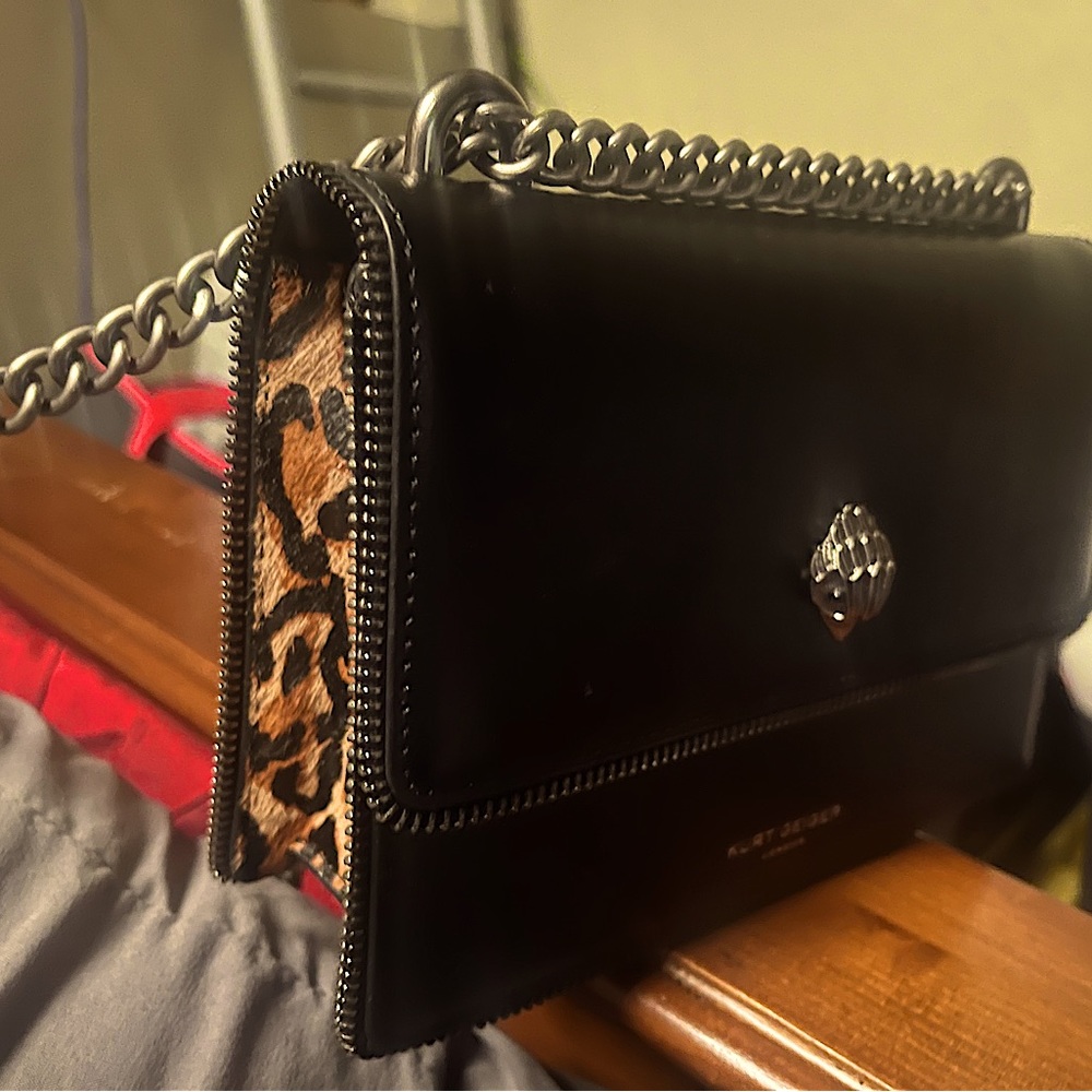 Kurt Geiger London black small leather wallet/purse  with chain straps, NWT